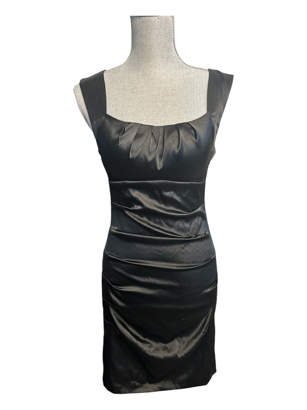 Premier Designs Black Satin Sheath Dress